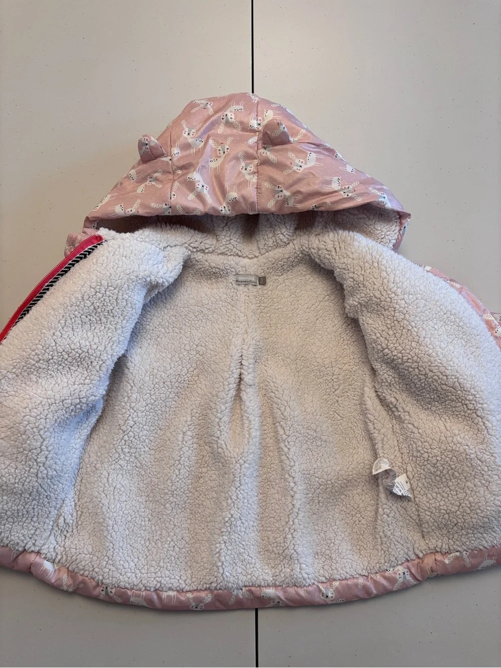 Catimini Cottagecore Jacket Size 3T Deer Prince Sherpa Lined Ears on Hooded Logo